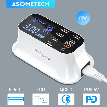 8/4 - Port LED Display USB Charger - Icespheric