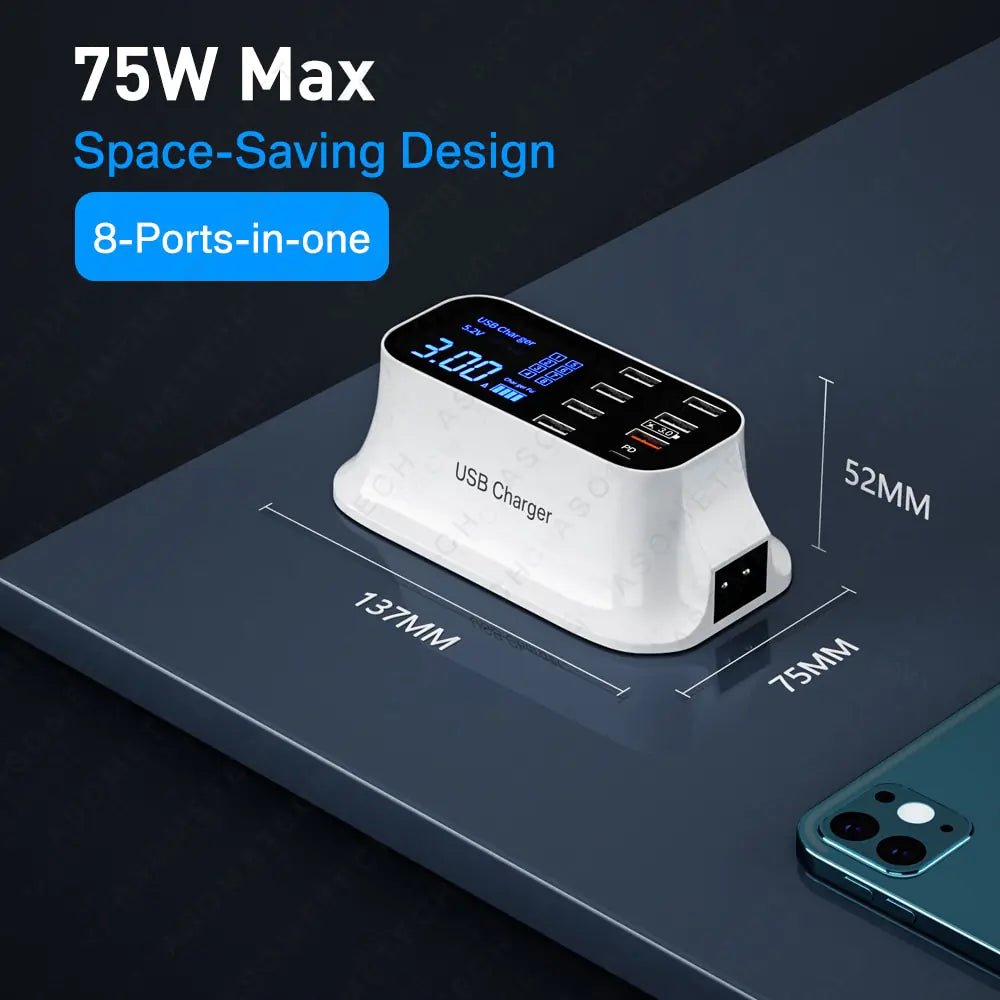 8/4 - Port LED Display USB Charger - Icespheric