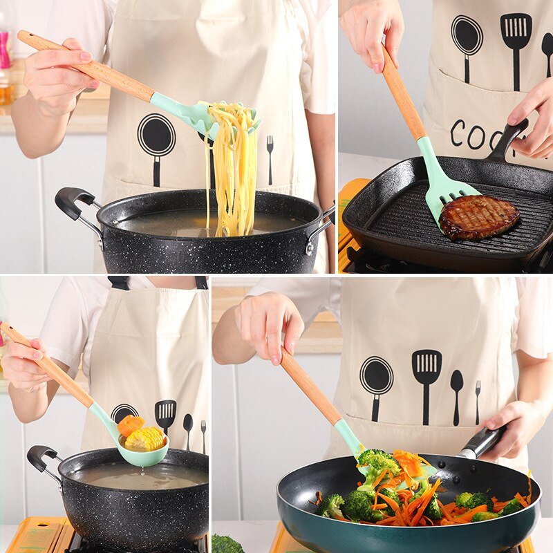 12 Piece Kitchen Utensil Pot Non Stick Silicone - Icespheric