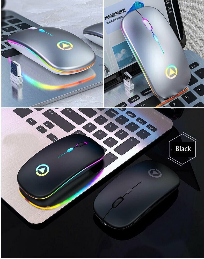 2.4GHz RGB Wireless USB Rechargeable PC Laptop Mouse