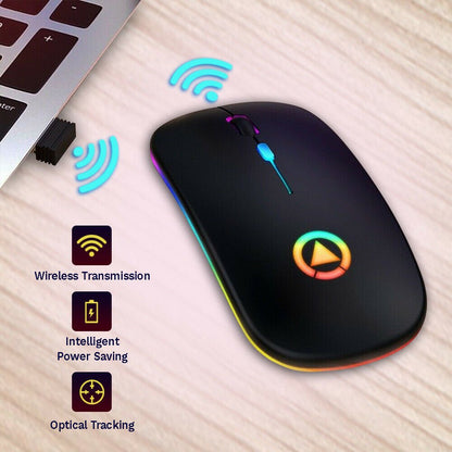 2.4GHz RGB Wireless USB Rechargeable PC Laptop Mouse