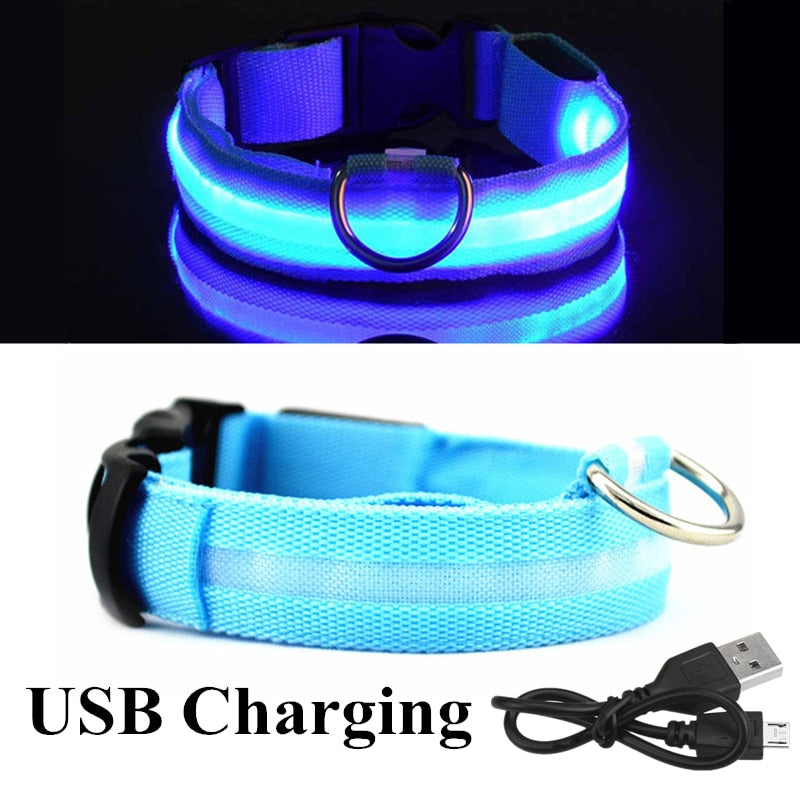 Adjustable LED Glowing Pet Collar: Keep Your Dog or Cat Safe and Visible at Night