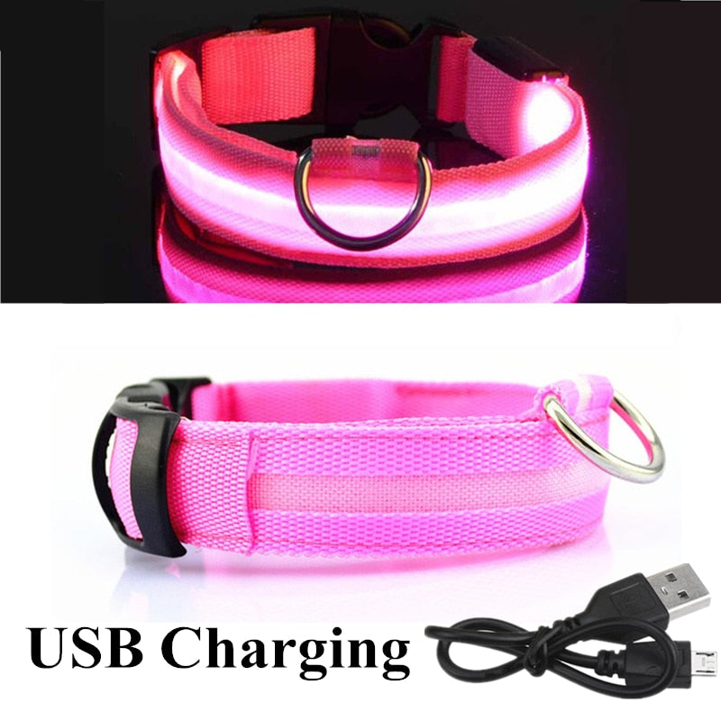 Adjustable LED Glowing Pet Collar: Keep Your Dog or Cat Safe and Visible at Night