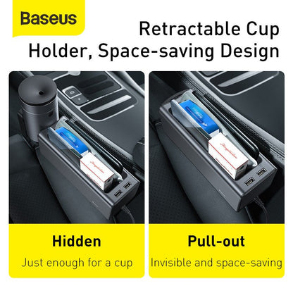Baseus Car Storage Box With USB and Cup Holder
