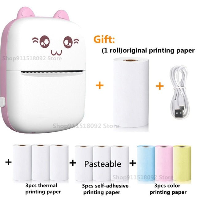 Cat Shape Mini Inkless Thermal Label Printer