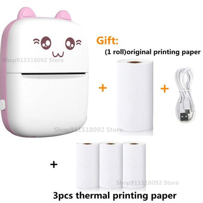 Cat Shape Mini Inkless Thermal Label Printer