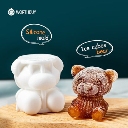 Cute Teddy Bear Shape Silicone Mould Ice Cube Maker