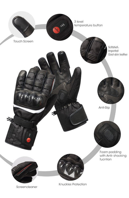 IcePro3 Heated Motorcycle Gloves Shockproof CE, FCC, PSE Certified