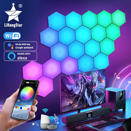 LED Honeycomb Wall Lights RGB Gaming Hexagon Panel Smart Modular Lamp