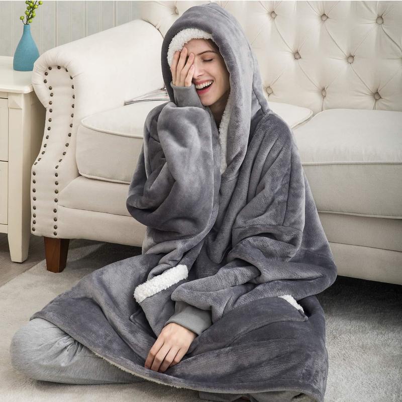 One size Hoodie Blanket with Sleeves