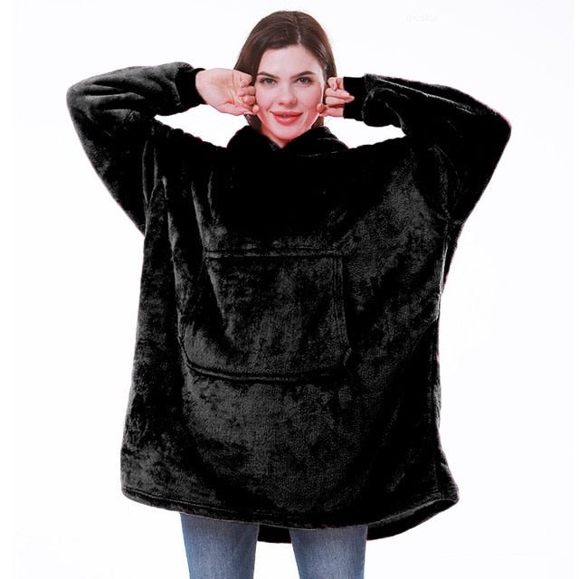 One size Hoodie Blanket with Sleeves