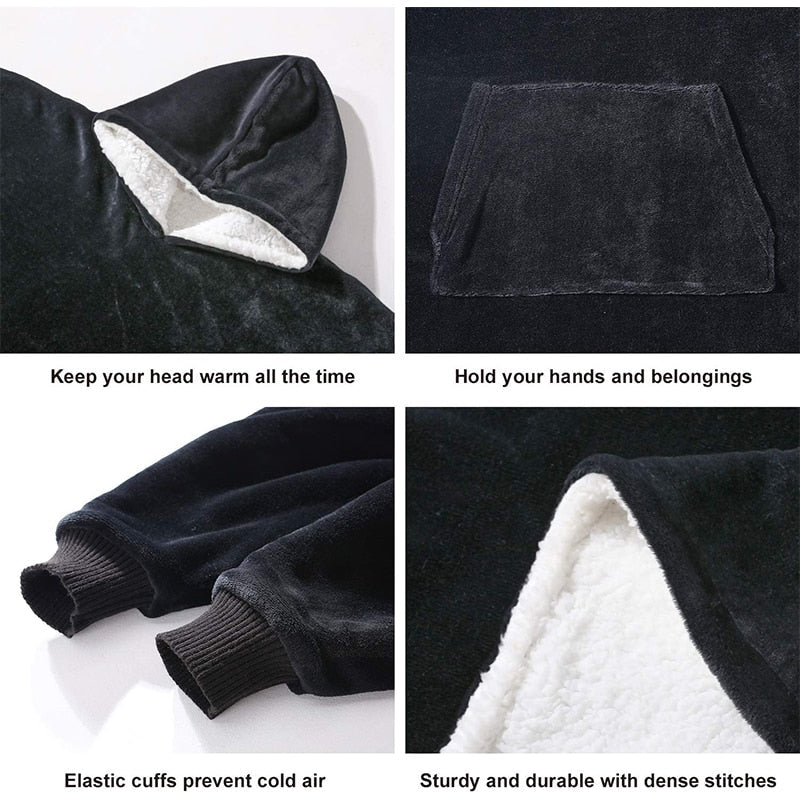 One size Hoodie Blanket with Sleeves