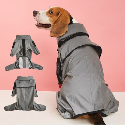 Reflective Pet Dog Raincoat Outdoor High Collar Pet Jumpsuit