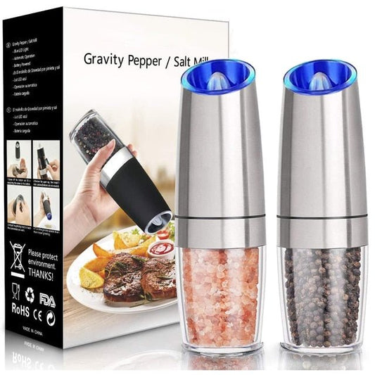 MLiA Stainless Steel Electric Motion Control Salt & Pepper Grinder Set