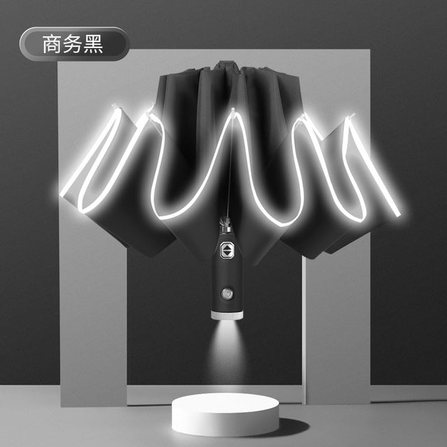 The Night Guardian: Automatic Reflective LED Reverse Umbrella