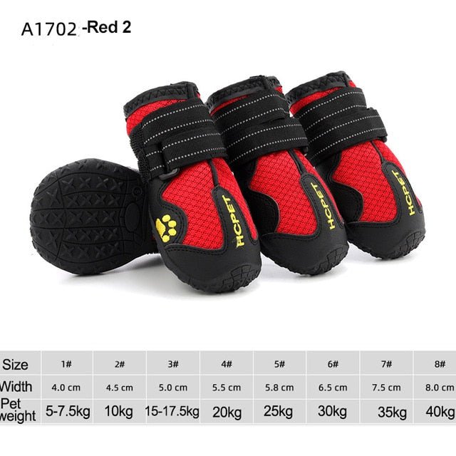 Weatherproof Reflective Dog Boots W/ Anti-Slip Rubber