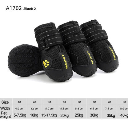 Weatherproof Reflective Dog Boots W/ Anti-Slip Rubber