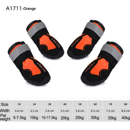 Weatherproof Reflective Dog Boots W/ Anti-Slip Rubber