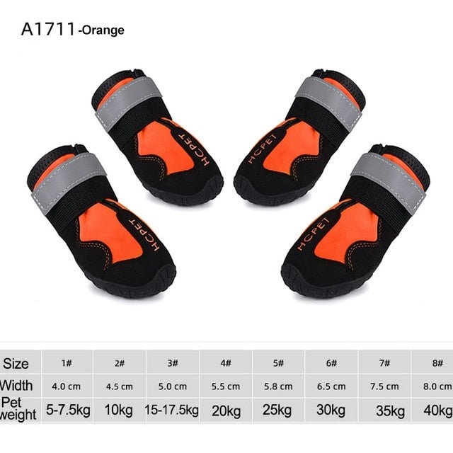 Weatherproof Reflective Dog Boots W/ Anti-Slip Rubber