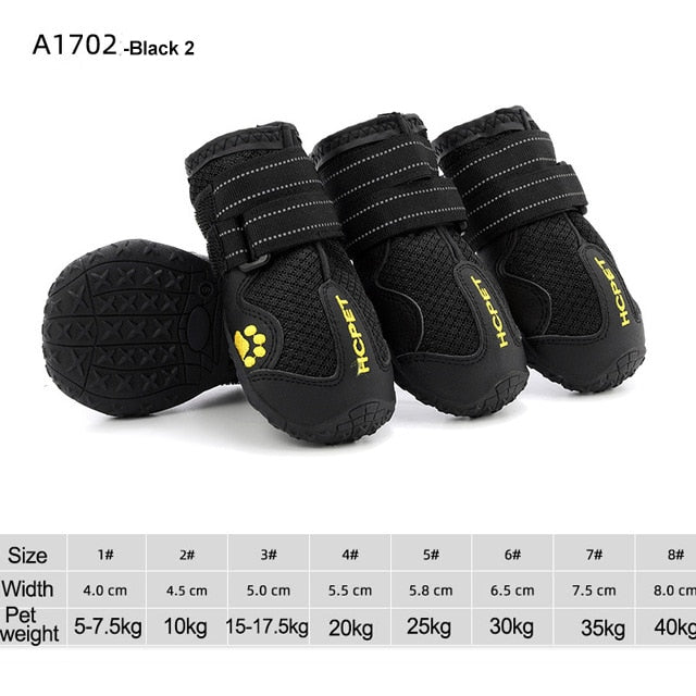 Weatherproof Reflective Dog Boots W/ Anti-Slip Rubber