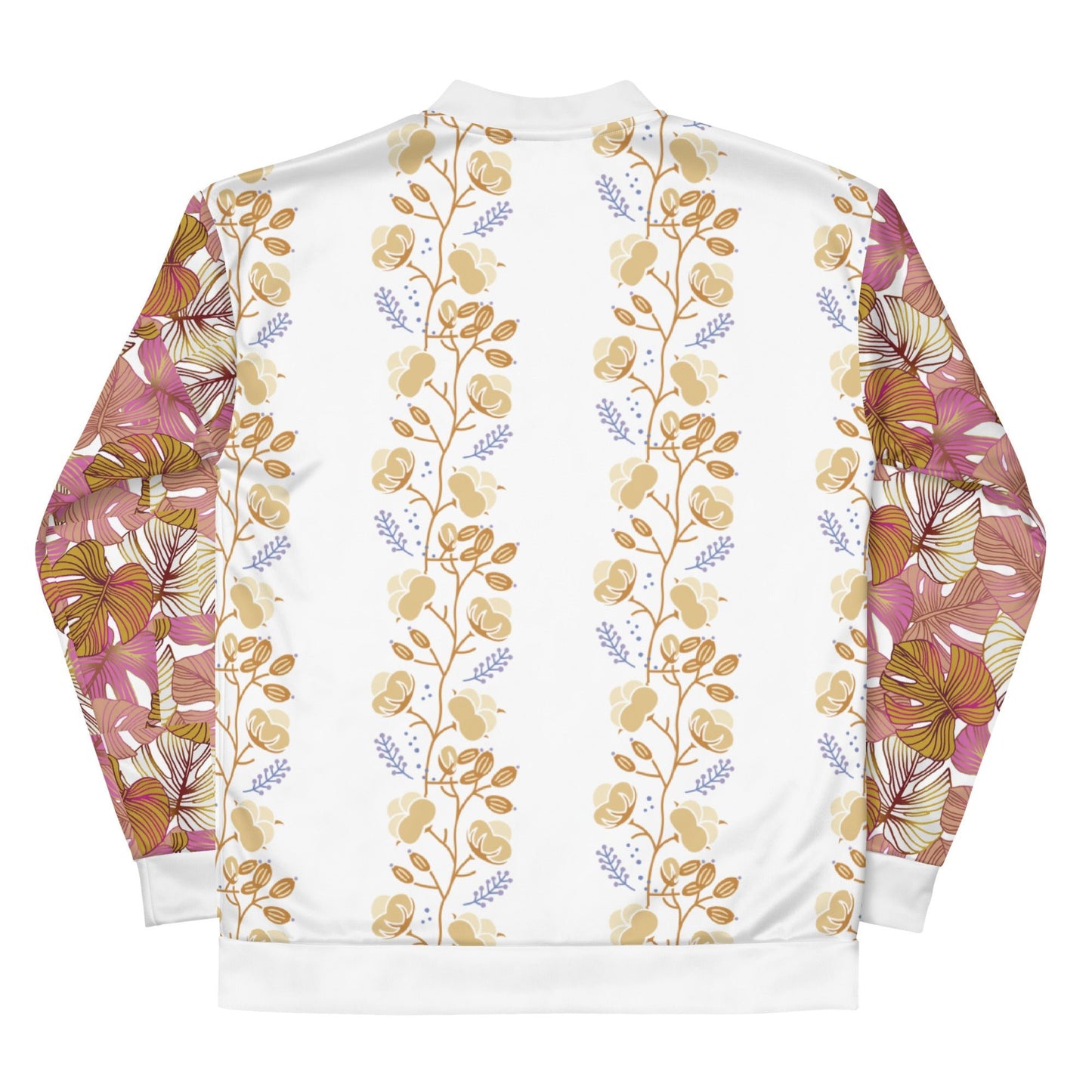 Women's Flower Pattern Pink Yellow Bomber Jacket